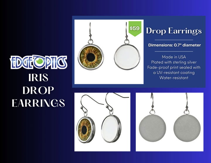 Iris photo drop earrings